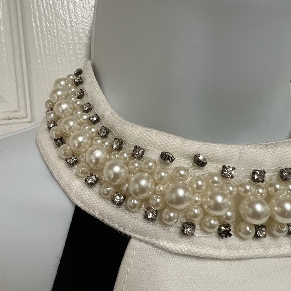 Glamazon Black/White Jeweled Halter Crop Top - Picture 4 of 8